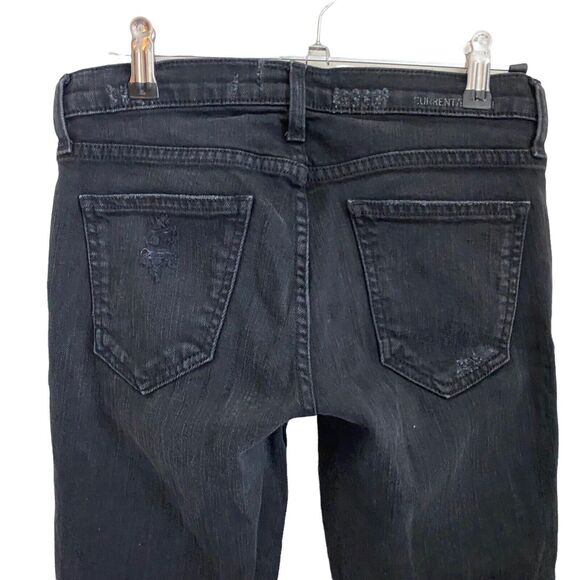 Current/Elliott 25 Ankle Skinny Jeans Overdye Black Destroy Holes - Picture 8 of 9